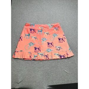 TZU TZU Monkey Print Skort Skirt Sz L‎ Pickleball Tennis Golf Pleats Orange